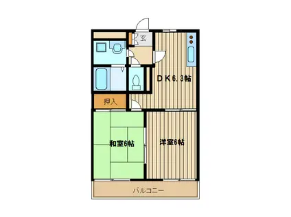 メゾンドリバージュ(2DK/3階)の間取り写真