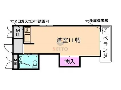 メゾンクレール(ワンルーム/2階)の間取り写真