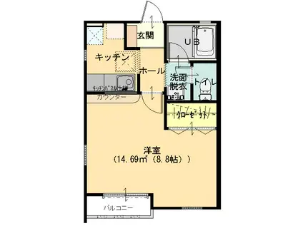 ダンデライオン(1K/1階)の間取り写真