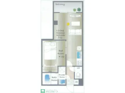 LEVICIA BLDG.II(1LDK/2階)の間取り写真