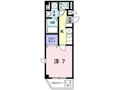 オルジュ本町II(1K/2階)の間取り写真