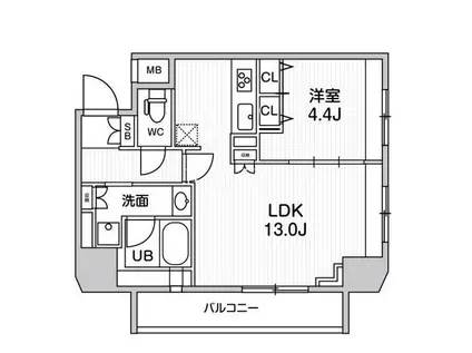 GENOVIA浅草橋II SKYGARDEN(1LDK/13階)の間取り写真