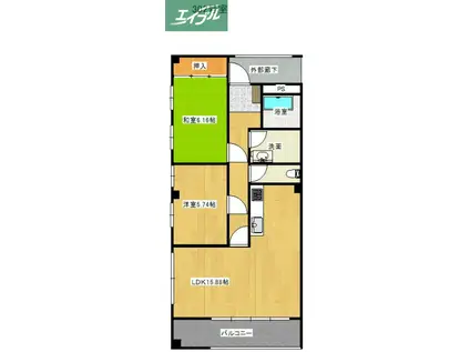 ウイビル(2LDK/3階)の間取り写真