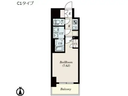 S-RESIDENCE葵(1K/7階)の間取り写真
