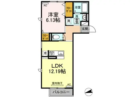 グランドウィン京(1LDK/2階)の間取り写真