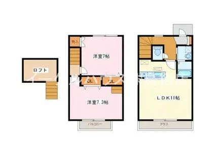 ブルックサイドA棟(2LDK/1階)の間取り写真