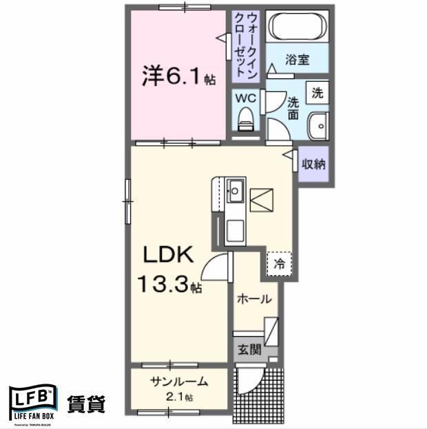 ベルオーブ I(1LDK/1階)の間取り写真