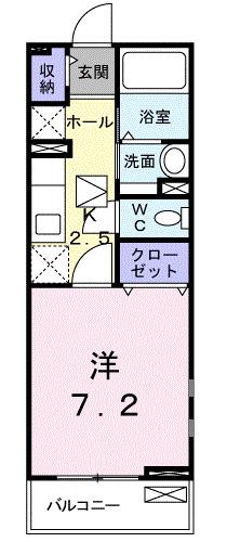 イーブンベルクA(1K/2階)の間取り写真