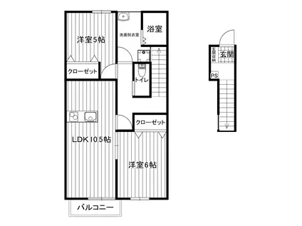 アンジュール外中原(2LDK/2階)の間取り写真