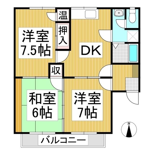 コンチェルトハイツ(3DK/2階)の間取り写真
