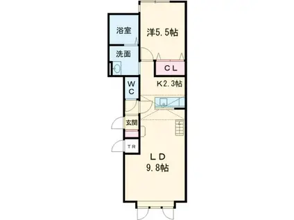 リエットII(1LDK/2階)の間取り写真