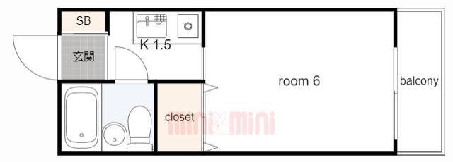 水島マンション(ワンルーム/2階)の間取り写真
