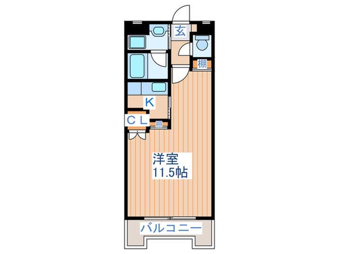 ロンディーヌI長町(1K/1階)の間取り写真
