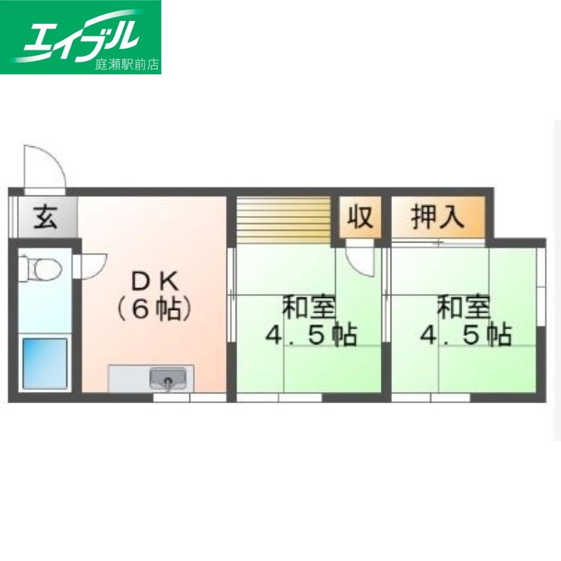 杉岡アパート(2DK/2階)の間取り写真