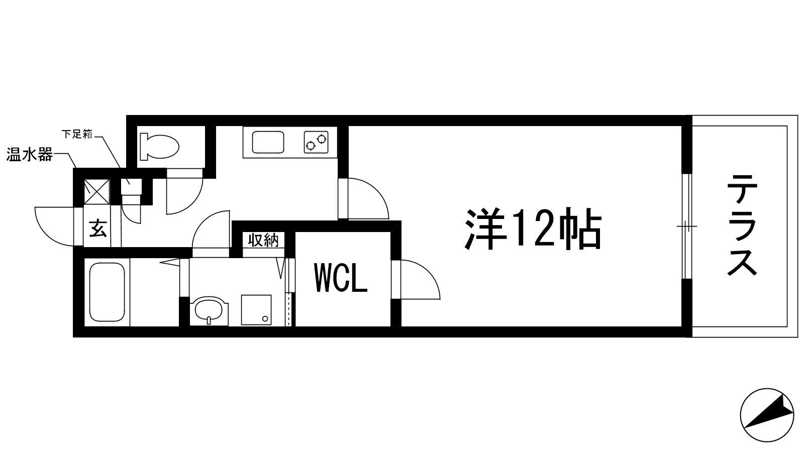 ルクラージュ花屋敷(1K/1階)の間取り写真