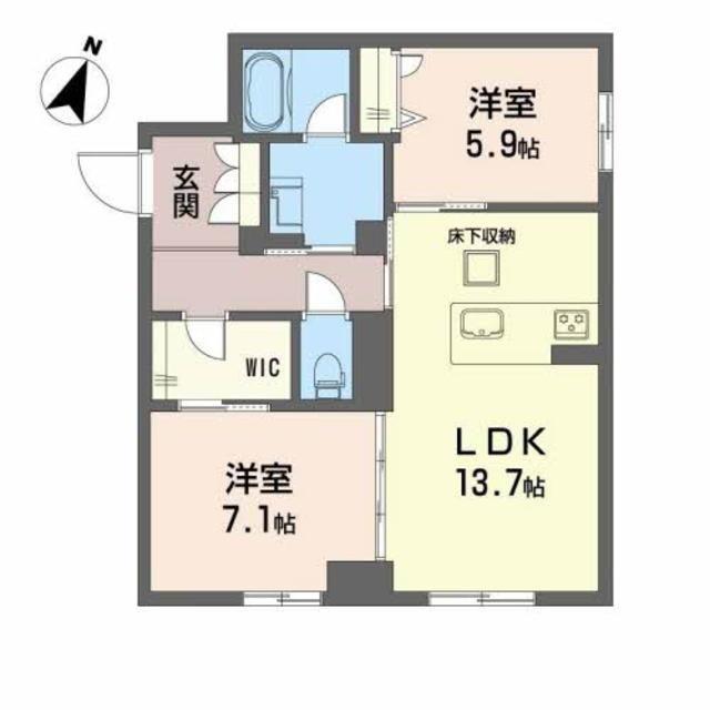 シャーメゾン MIRAI(2LDK/1階)の間取り写真