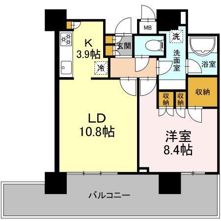 Dグラフォート ザ・タワー郡山(1LDK/10階)の間取り写真