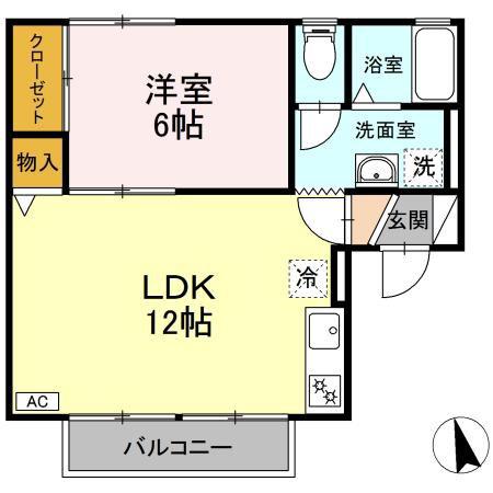 セジュールエイト A(1LDK/2階)の間取り写真