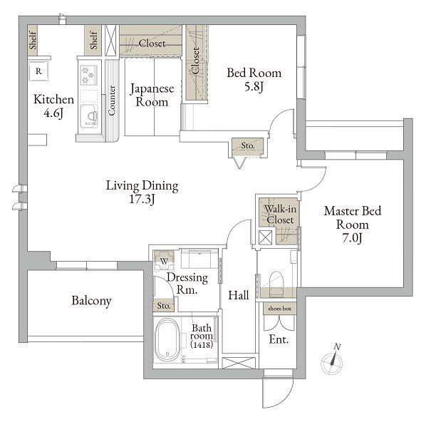 RELAFORT中野富士見町(2LDK/2階)の間取り写真