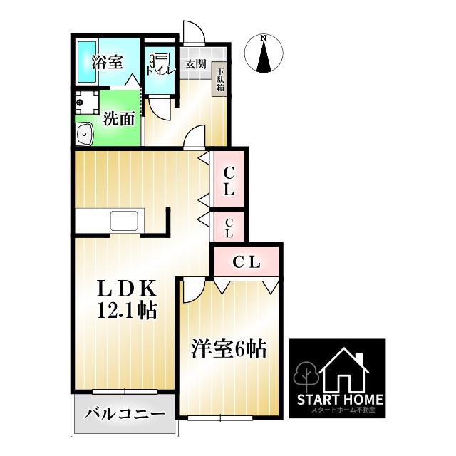 マスターズA(1LDK/1階)の間取り写真