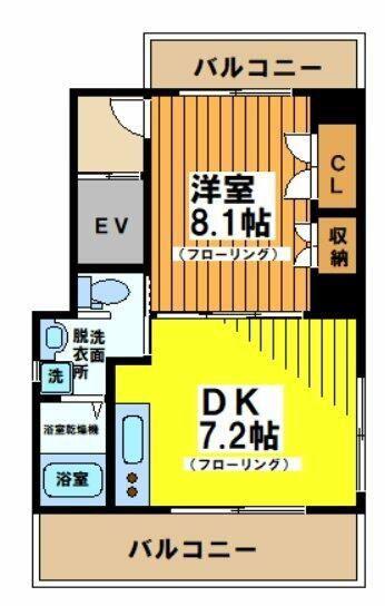 アクトSOHO京王笹塚(1DK/8階)の間取り写真