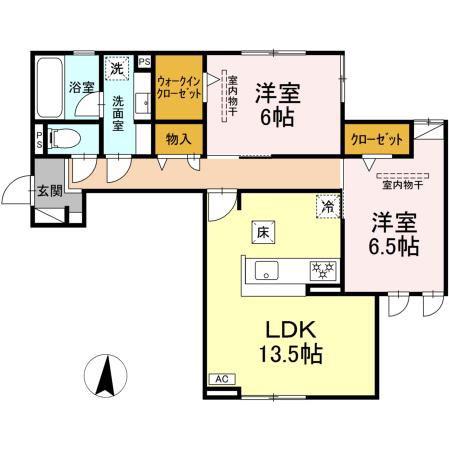 リバーステイツ(2LDK/1階)の間取り写真