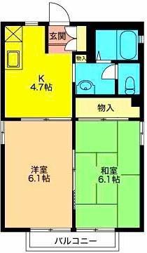 グリーンハイツA(2K/2階)の間取り写真