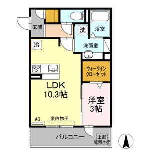 ルミエール(1LDK/1階)の間取り写真