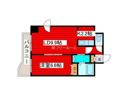 ティアラ月寒中央(1LDK/6階)の間取り写真