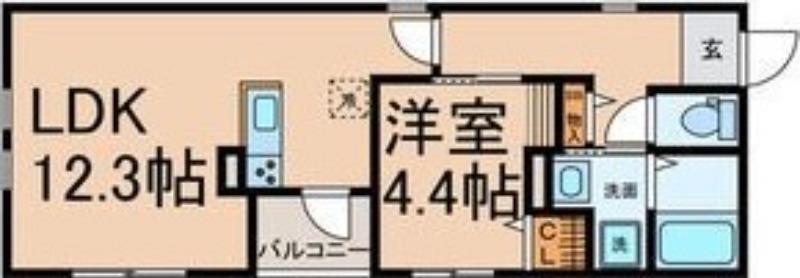 グランレーヴ大曽根(1LDK/2階)の間取り写真