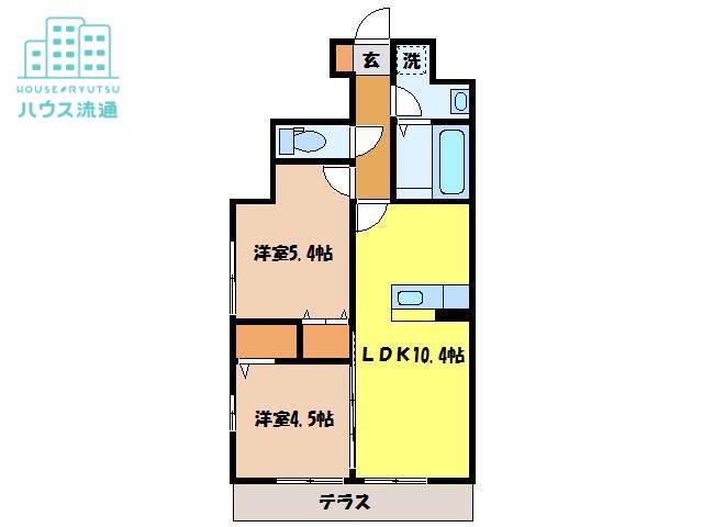 ヴェルジェ平間(2LDK/1階)の間取り写真