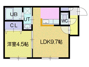 ドライエポック東野幌(1LDK/3階)の間取り写真