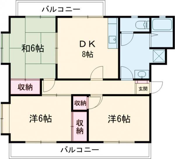 ニューグリーンF(3DK/2階)の間取り写真