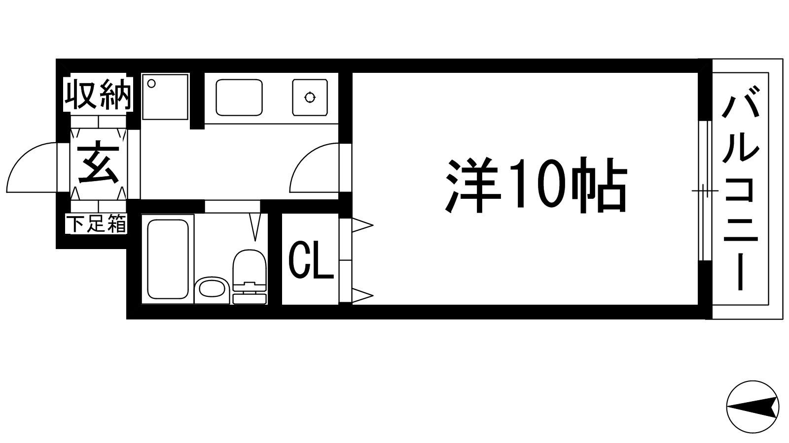 ベルグラン宝塚(1K/1階)の間取り写真