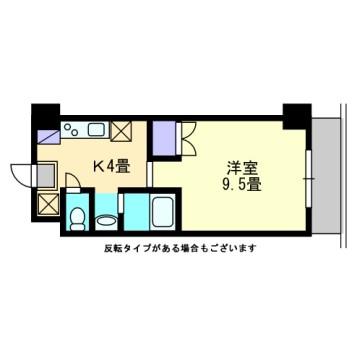 西町ロイヤルスクエア(1K/3階)の間取り写真