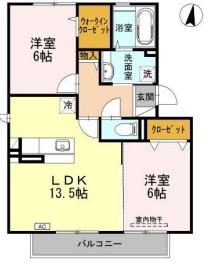 サンパティークC棟(2LDK/2階)の間取り写真