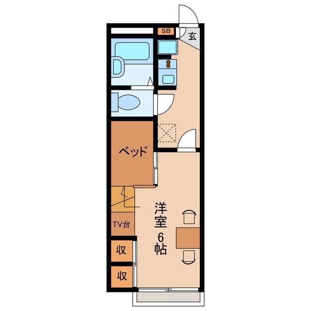 ドミール中島N(1K/1階)の間取り写真