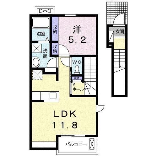 エレガンテカーサ(1LDK/2階)の間取り写真