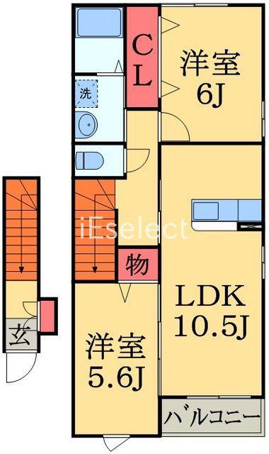 ボナールK(2LDK/2階)の間取り写真