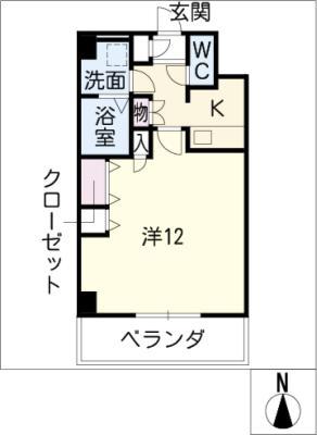 レ・ベント岐阜(1K/7階)の間取り写真