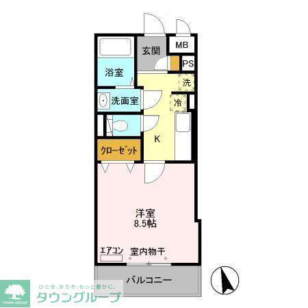 ロイヤルフレア・M(1K/2階)の間取り写真