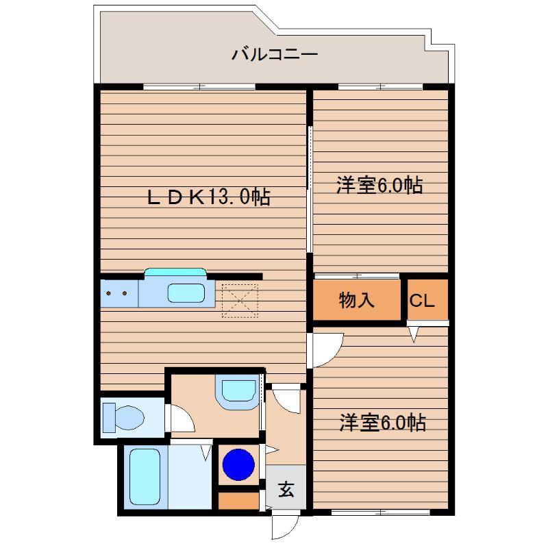 カーム平和(2LDK/3階)の間取り写真