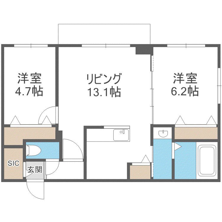 AUGUSTA伏見(2LDK/3階)の間取り写真