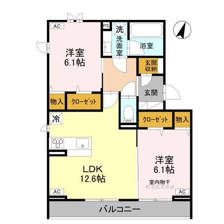 エトワールシャトー(2LDK/2階)の間取り写真