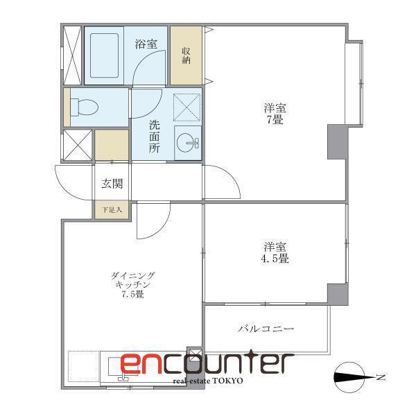 クレールメゾン左門町(2DK/2階)の間取り写真