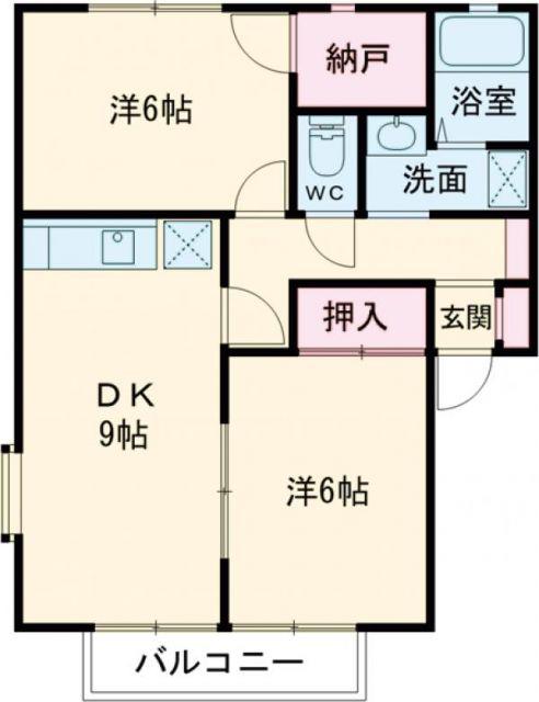 レーベン I(2DK/1階)の間取り写真