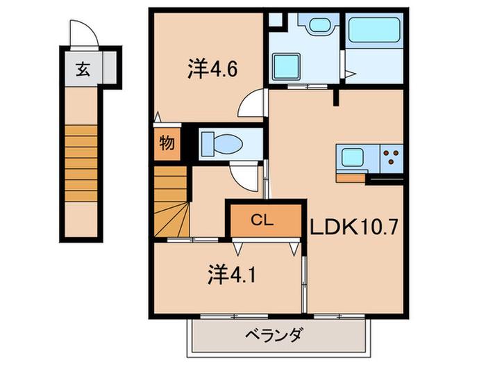 マ・メゾン(2LDK/2階)の間取り写真