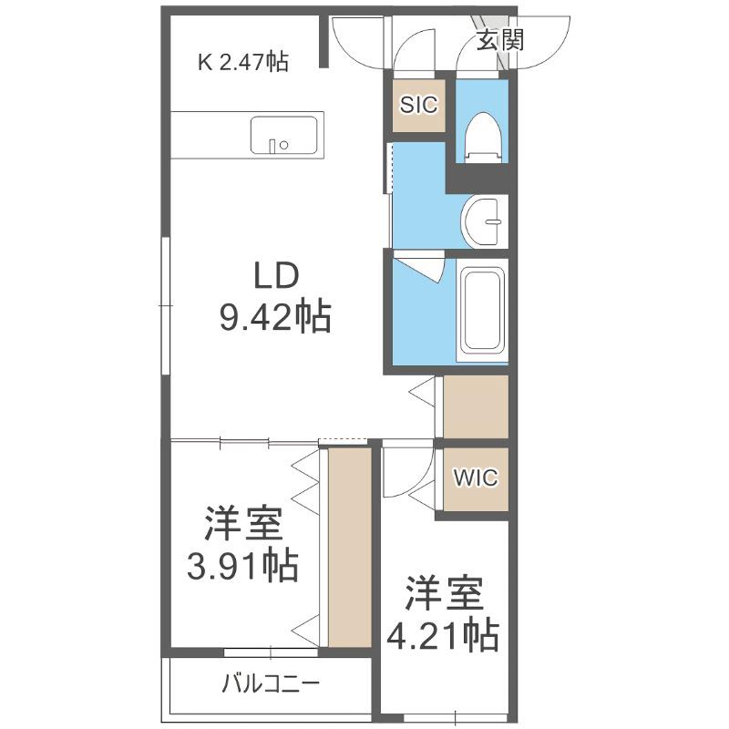 LA CLESSIR(2LDK/5階)の間取り写真
