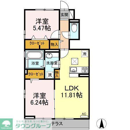 フォルビート(2LDK/1階)の間取り写真