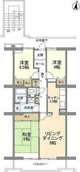 コーポレート中央林間1号棟(3LDK/7階)の間取り写真